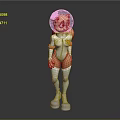 Cute Anthropomorphic Cat Game Movie Character In White Spacesuit With Transparent Helmet And Pink Flower