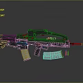 Detailed Black Tactical Rifle With Magazines And Bullets On Studio
