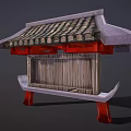 Ancient Chinese Architecture With Traditional Tiled Roof Red Supporting Pillars And Wooden Frame Structure