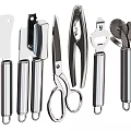 Stainless Steel Hardware Tools Collection With Scissors Bottle Opener And Peelers