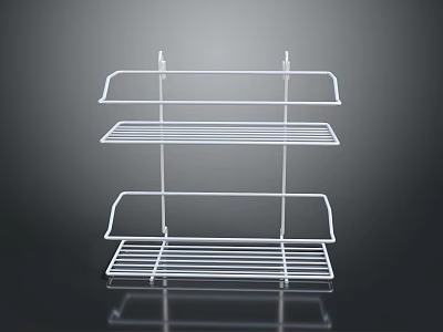 White Metal Multi Tier Storage Shelf Organizer For Home Furniture 3d model