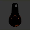 Geometric Black Owl With Red Eyes And Orange Glowing Interior In Low Poly Art Design