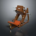 Brown Home Fitness Equipment With Orange Padded Seat And Metal Bars