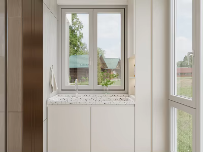 Balcony Washing Machine Minimalist Simple Laundry Cabinet Twinwash Town 3d model
