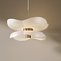 Modern White Layered Pleated Chandelier With Gold Metal Frame For Home Interior