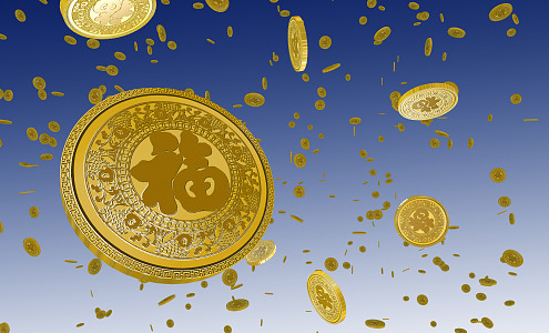 New Chinese Gold Coin Gold Coin Fu 3d model