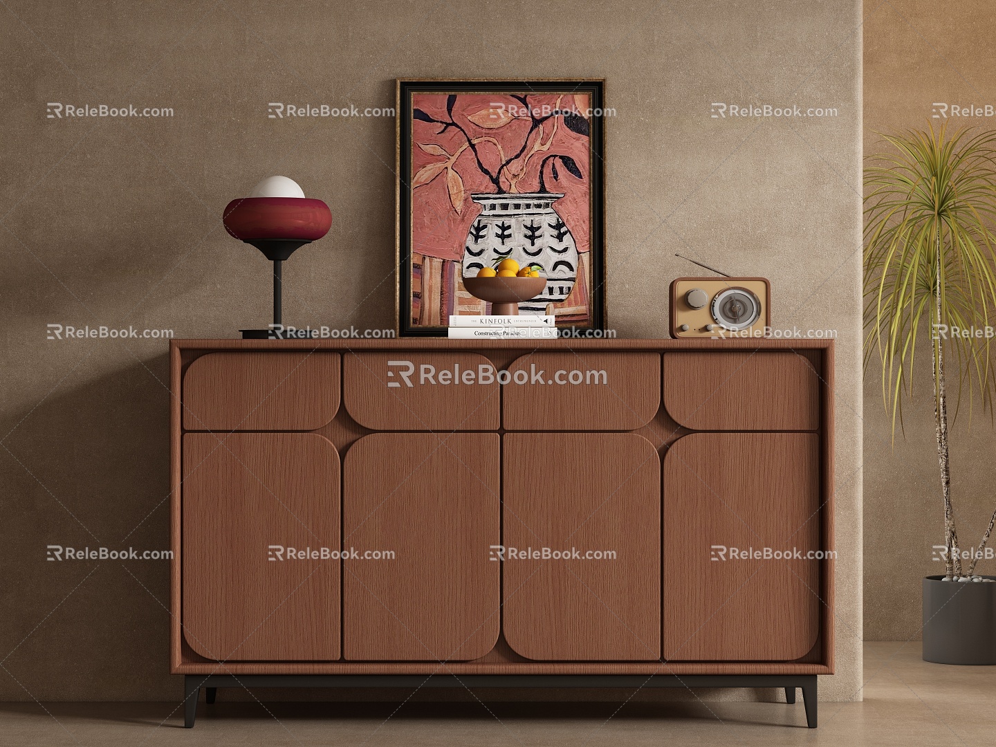 Middle Ancient Porch Cabinet Sideboard Side Cabinet 3d model