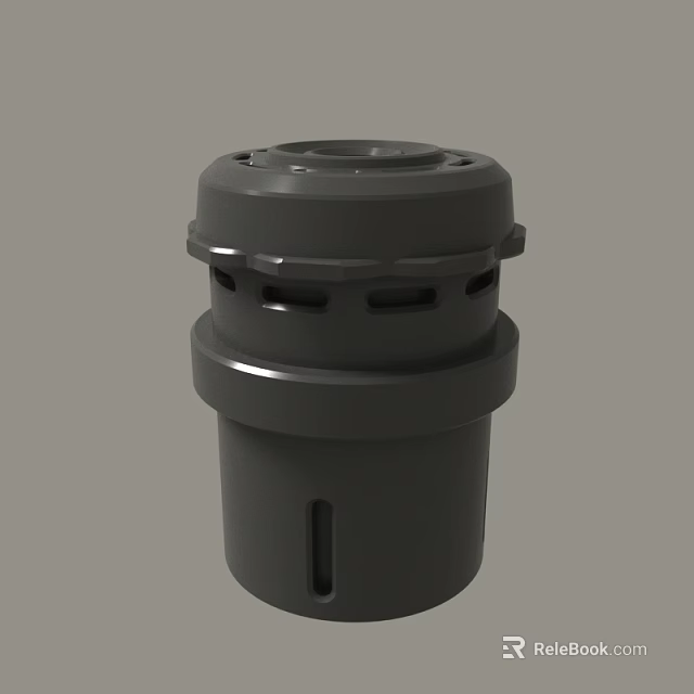 Gray Industrial Mechanical Component With Cylindrical Design Holes And Grooves Sleek Solid Construction 3d model 