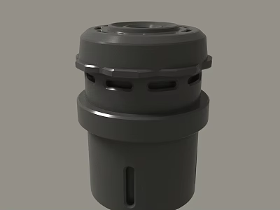 Gray Industrial Mechanical Component With Cylindrical Design Holes And Grooves Sleek Solid Construction 3d model