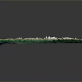 3D Topographic Terrain Model With Green Vegetation Mountain Ranges And Blue Water