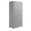 Modern Minimalist Gray Wardrobe Design With Double Panel Doors And Wooden Legs