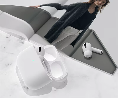 White Wireless Earbuds With Charging Case And Ergonomic Design For Comfortable Daily Music Listening 3d model