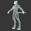 Anthropomorphic Leopard Creature Standing Holding Staff with Muscular Build 3D Render