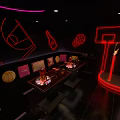 Basketball Themed KTV Room With Red Neon Lights Large Screens And Comfortable Seats
