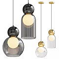 Modern Pendant Lighting Fixtures With Transparent Glass Shades And Metal Bases Featuring Gold Accents