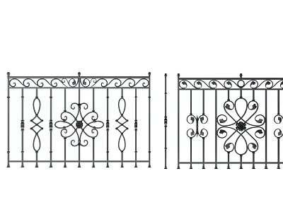 Wrought Iron Fence With Intricate Floral Motifs And Curved Decorative Patterns 3d model