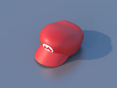 Stylish Red Casual Cap with White M Logo for Daily Wear and Fashion 3d model