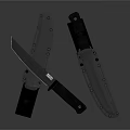 Tactical Folding Knife With Black Handle And Protective Sheath Design 3d model