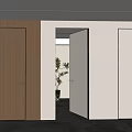 Modern Swing Doors With Wooden White Panels Black Frames And Open View