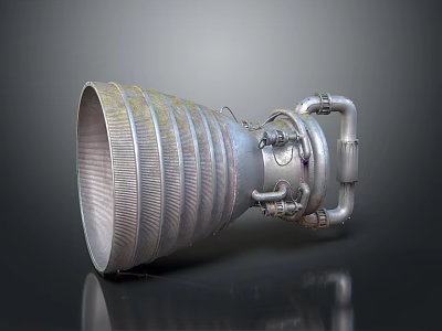 High Performance Rocket Engine Metallic Nozzle With Ribbed Structure And Pipes 3d model