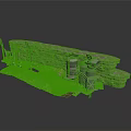Detailed 3D Model Industrial Scene With Stone Wall Metal Structures And Pipes