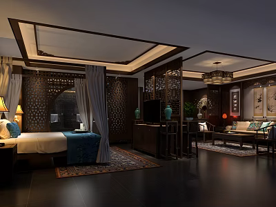 Chinese Room Hotel Big Room 3d model Chinese Room Hotel Big Room 3d model