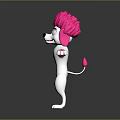 Animated Game Character With White Body Pink Hat Playful Expression And Outstretched Arms