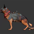 Brave German Shepherd Dog Companion With Red Bandana And Backpack Gear
