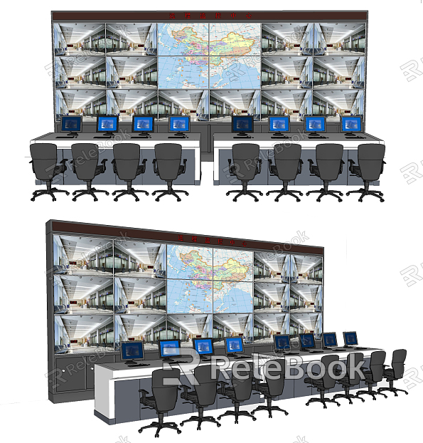 Modern monitoring large screen monitoring center control room model