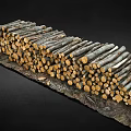 wood logs felled trees tree stick forest 3d model
