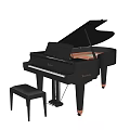Elegant Black Grand Piano Musical Instrument With Tempered Design And Matching Stool