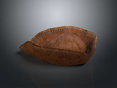 Vintage Brown Leather Hat With Stitched Detailing And Classic Brim Design 3d model