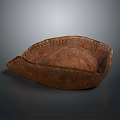Vintage Brown Leather Hat With Stitched Detailing And Classic Brim Design
