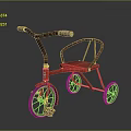 Vintage Red Tricycle With Brown Handlebars Red Seat And Three Wheels