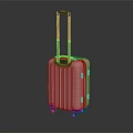 Pink Hard Shell Suitcase With Vertical Stripes Black Handle And Wheels 3d model