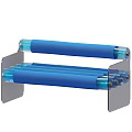 Modern Outdoor Sofa With Blue Cushions And Metal Frame For Patio Relaxation Area
