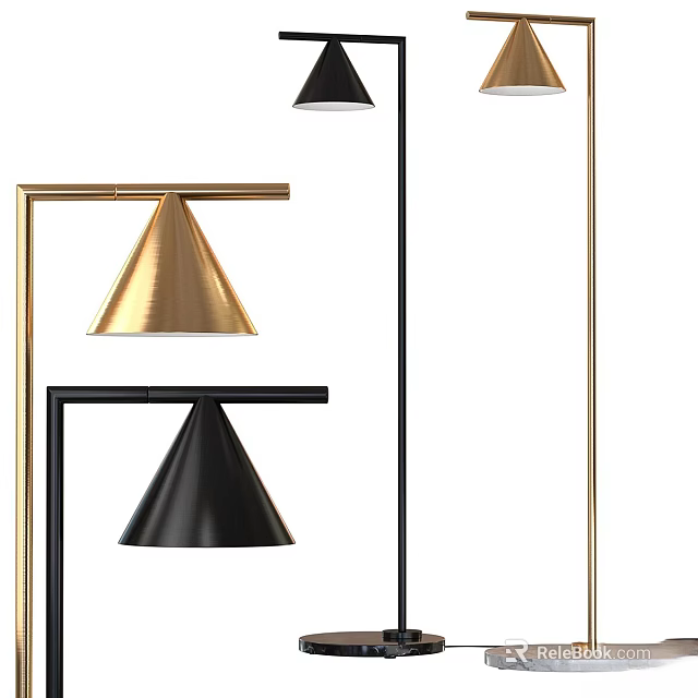 Modern Table Lamp With Gold Black Cone Shade And Metal Stand Design 3d model 