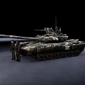 Military Camouflage Tank with Two Soldiers Standing Number 2 Marking Turret and Cannon