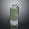 Green Military Smoke Grenade With Metal Pin And Cylindrical Body