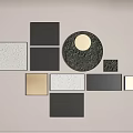 Modern Wall Decor With Geometric Shapes Textured Squares And Circular Design