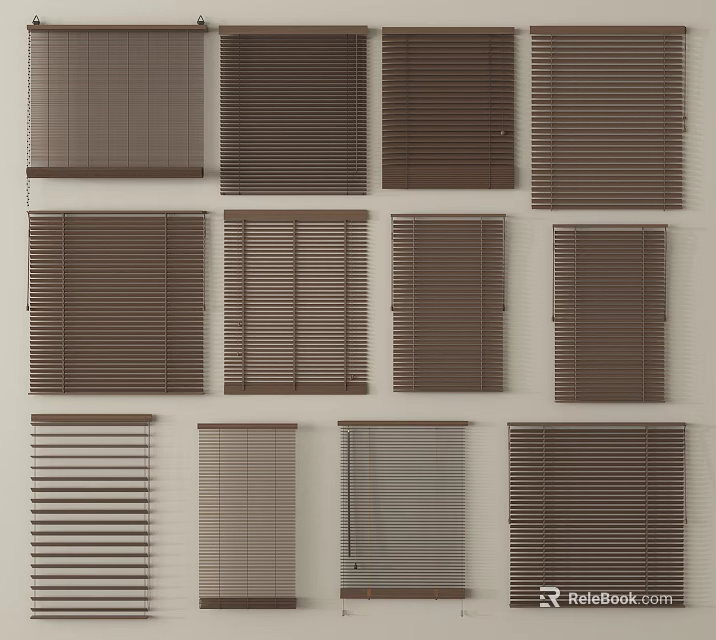 Various Design Window Blinds For Home Interior Decor And Window Treatment 3d model