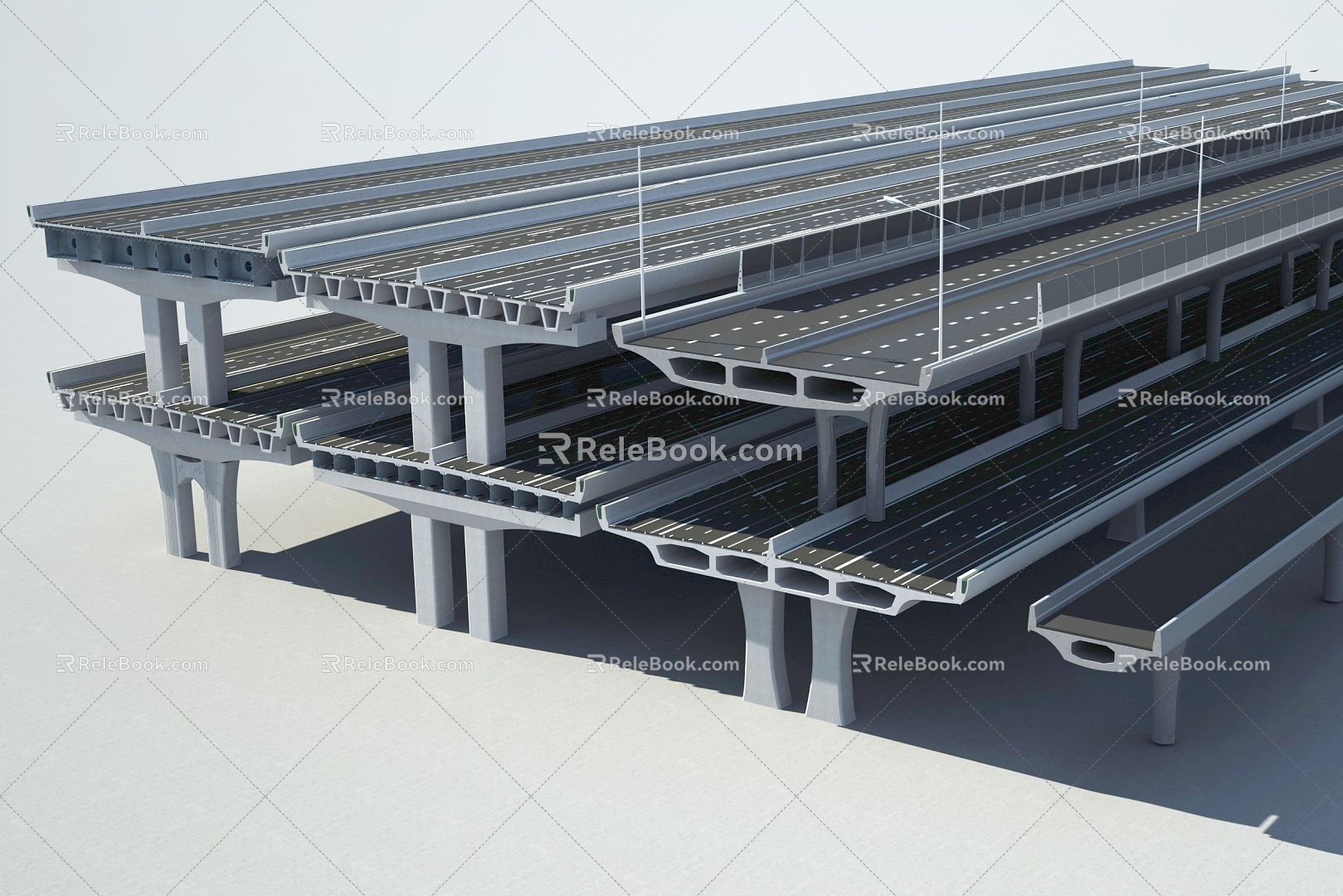 Viaduct Composite Viaduct Bridge Pier High-speed Railway Pier Viaduct Column Small Box Girder Continuous Girder Road 3d model