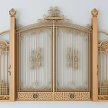 Ornate Wrought Iron Entry Gates With Various Scrollwork Designs And Gold Black Finishes