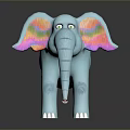 Cute Light Blue Elephant Cartoon Toy With Rainbow Colored Ears And White Toes
