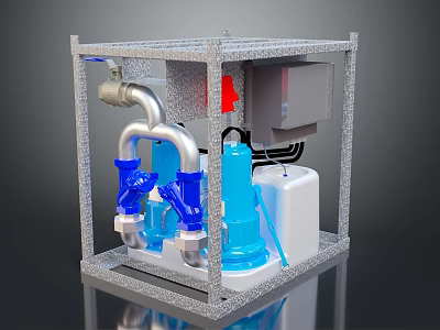 Industrial Mechanical Equipment With Metal Frame Pipes Blue Components And Control System 3d model