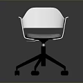 Modern White Single Chair With Gray Seat Cushion And Rolling Wheels