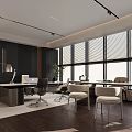Modern Office Interior With Large Windows Work Desks Ergonomic Chairs And Green Plants