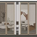 Elegant Modern Room Divider With Grid Design For Living Room Interior 3d model