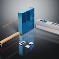 Functional Furniture Set Including Blue Locker Wooden Bench Stainless Steel Sink Counter And Hanger