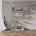 Metal Frame Multi Tiered Shelving Unit With Decorative Items Books And Plants In Modern Interior